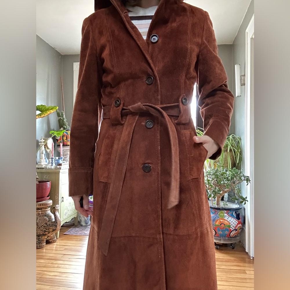 Vintage Suede Coat W/ Hood - Picture 6 of 10